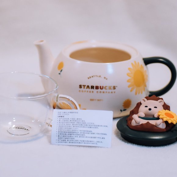 Hedgehog Floral Teapot with glass cup - Picture 3 of 5